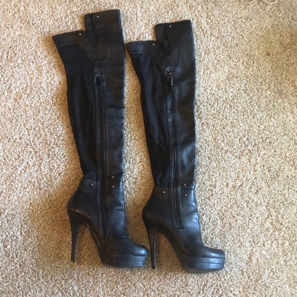 Baker Knee-high leather stilettos - Picture 1 of 8